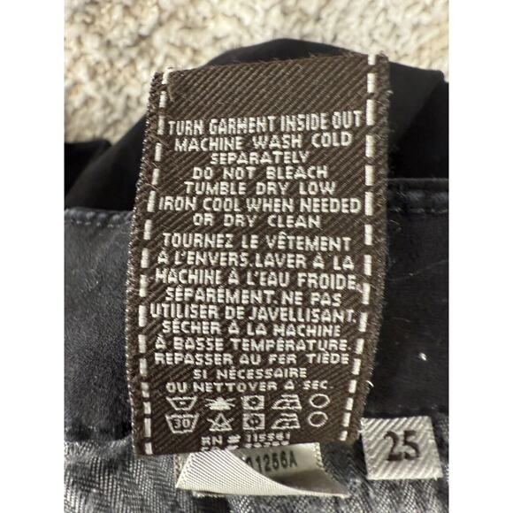 7 For All Mankind Sz 25 Skinny Tapered Leg Dark Denim Jeans Pants Black Stretch - Picture 12 of 13